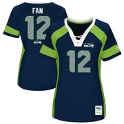 Add 12s Seattle Seahawks Majestic Women's Draft Him Name & Number Fashion V-Neck T-Shirt - College Navy To Your NFL Collection