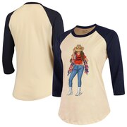 Add Houston Texans x Rongrong Collection Majestic Threads Women's Somos Girl 3/4-Sleeve Raglan T-Shirt - Cream/Navy To Your NFL Collection