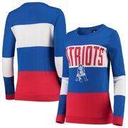 Add New England Patriots Women's Retro Colorblock Sweater - Royal To Your NFL Collection