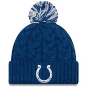 Add Indianapolis Colts New Era Women's Cozy Cable Knit Hat with Pom - Royal To Your NFL Collection