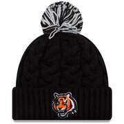 Add Cincinnati Bengals New Era Women's Cozy Cable Knit Hat with Pom - Black To Your NFL Collection