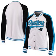 Add Carolina Panthers New Era Women's Varsity Full Snap Jacket - White/Black To Your NFL Collection