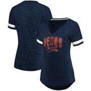 Add Chicago Bears NFL Pro Line by Fanatics Branded Women's Showtime Go For Two Notch Neck Slub T-Shirt - Heathered Navy To Your NFL Collection