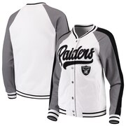 Add Oakland Raiders New Era Women's Varsity Full Snap Jacket - White/Gray To Your NFL Collection