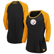 Add Pittsburgh Steelers Fanatics Branded Women's Time To Shine Raglan 3/4-Sleeve T-Shirt - Black/Gold To Your NFL Collection