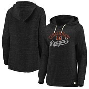 Add Cincinnati Bengals NFL Pro Line by Fanatics Branded Women's Faded Script Raglan Pullover Hoodie - Heathered Black To Your NFL Collection