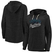 Add Carolina Panthers NFL Pro Line by Fanatics Branded Women's Faded Script Raglan Pullover Hoodie - Heathered Black To Your NFL Collection