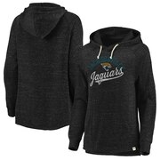 Add Jacksonville Jaguars NFL Pro Line by Fanatics Branded Women's Faded Script Raglan Pullover Hoodie - Heathered Black To Your NFL Collection