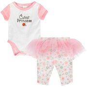 Add Cleveland Browns Girls Newborn & Infant Lil Princess Bodysuit & Tutu Leggings Set - White/Pink To Your NFL Collection