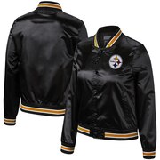 Add Pittsburgh Steelers Mitchell & Ness Women's Lightweight Satin Full-Snap Jacket - Black To Your NFL Collection