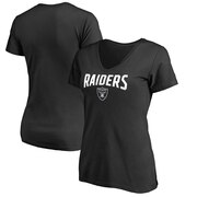 Add Oakland Raiders NFL Pro Line by Fanatics Branded Women's Engage Arch V-Neck T-Shirt - Black To Your NFL Collection