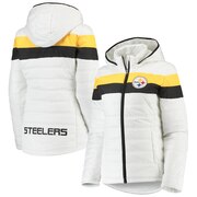 Add Pittsburgh Steelers G-III 4Her by Carl Banks Women's Tie-Breaker Full-Zip Hoodie Jacket - White To Your NFL Collection