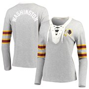 Add Washington Redskins Junk Food Women's Thermal Tri-Blend Lace-Up Long Sleeve T-Shirt - Gray To Your NFL Collection