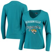 Add Jacksonville Jaguars G-III 4Her by Carl Banks Women's Post Season Long Sleeve V-Neck T-Shirt - Teal To Your NFL Collection