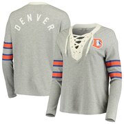 Add Denver Broncos Junk Food Women's Thermal Tri-Blend Lace-Up Long Sleeve T-Shirt - Gray To Your NFL Collection