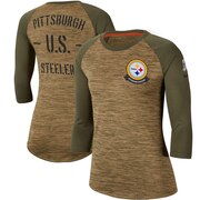 Add Pittsburgh Steelers Nike Women's 2019 Salute to Service Legend Scoopneck Raglan 3/4 Sleeve T-Shirt - Khaki To Your NFL Collection