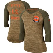 Add Denver Broncos Nike Women's 2019 Salute to Service Legend Scoopneck Raglan 3/4 Sleeve T-Shirt - Khaki To Your NFL Collection