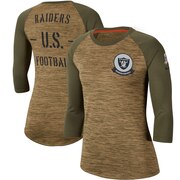 Add Oakland Raiders Nike Women's 2019 Salute to Service Legend Scoopneck Raglan 3/4 Sleeve T-Shirt - Khaki To Your NFL Collection