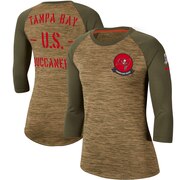 Add Tampa Bay Buccaneers Nike Women's 2019 Salute to Service Legend Scoopneck Raglan 3/4 Sleeve T-Shirt - Khaki To Your NFL Collection