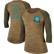 Add Miami Dolphins Nike Women's 2019 Salute to Service Legend Scoopneck Raglan 3/4 Sleeve T-Shirt - Khaki To Your NFL Collection