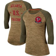 Add Atlanta Falcons Nike Women's 2019 Salute to Service Legend Scoopneck Raglan 3/4 Sleeve T-Shirt - Khaki To Your NFL Collection