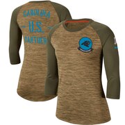 Add Carolina Panthers Nike Women's 2019 Salute to Service Legend Scoopneck Raglan 3/4 Sleeve T-Shirt - Khaki To Your NFL Collection