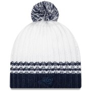 Add Los Angeles Rams New Era Women's Tonal Stripe Knit Hat with Pom – White/Navy To Your NFL Collection