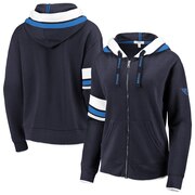 Add Tennessee Titans WEAR By Erin Andrews Women's Full-Zip Trim Hoodie - Navy To Your NFL Collection