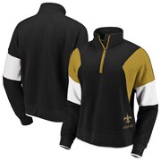 Add New Orleans Saints WEAR By Erin Andrews Women's Colorblock Half-Zip Pullover Hoodie - Black To Your NFL Collection