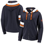 Add Chicago Bears WEAR By Erin Andrews Women's Full-Zip Trim Hoodie - Navy To Your NFL Collection