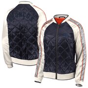 Add Denver Broncos WEAR By Erin Andrews Women's Quilted Full-Zip Bomber Jacket - Navy To Your NFL Collection