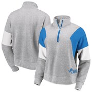 Add Detroit Lions WEAR By Erin Andrews Women's Colorblock Half-Zip Pullover Hoodie - Gray To Your NFL Collection