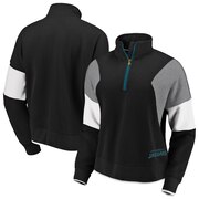 Add Jacksonville Jaguars WEAR By Erin Andrews Women's Colorblock Half-Zip Pullover Hoodie - Black To Your NFL Collection