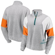 Add Miami Dolphins WEAR By Erin Andrews Women's Colorblock Half-Zip Pullover Hoodie - Gray To Your NFL Collection