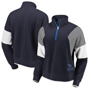 Add Tennessee Titans WEAR By Erin Andrews Women's Colorblock Half-Zip Pullover Hoodie - Navy To Your NFL Collection