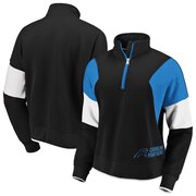 Add Carolina Panthers WEAR By Erin Andrews Women's Colorblock Half-Zip Pullover Hoodie - Black To Your NFL Collection