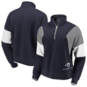 Add Los Angeles Rams WEAR By Erin Andrews Women's Colorblock Half-Zip Pullover Hoodie - Navy To Your NFL Collection