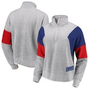 Add New York Giants WEAR By Erin Andrews Women's Colorblock Half-Zip Pullover Hoodie - Gray To Your NFL Collection