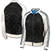 Add Carolina Panthers WEAR By Erin Andrews Women's Quilted Full-Zip Bomber Jacket - Black To Your NFL Collection
