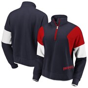 Add New England Patriots WEAR By Erin Andrews Women's Colorblock Half-Zip Pullover Hoodie - Navy To Your NFL Collection