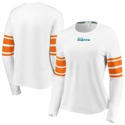 Add Miami Dolphins WEAR By Erin Andrews Women's Snap Cuff Long Sleeve T-Shirt - White To Your NFL Collection