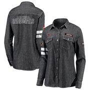 Add Arizona Cardinals WEAR By Erin Andrews Women's Long Sleeve Button-Up Denim Shirt - Heather Black To Your NFL Collection