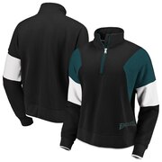 Add Philadelphia Eagles WEAR By Erin Andrews Women's Colorblock Half-Zip Pullover Hoodie - Black To Your NFL Collection