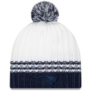 Add New England Patriots New Era Women's Tonal Stripe Knit Hat with Pom – White/Navy To Your NFL Collection