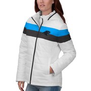 Add Carolina Panthers G-III 4Her by Carl Banks Women's Tie-Breaker Full-Zip Hoodie Jacket - White To Your NFL Collection