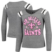 Add New Orleans Saints New Era Girls Youth Total Touchdown V-Neck Long Sleeve T-Shirt - Heathered Pink To Your NFL Collection