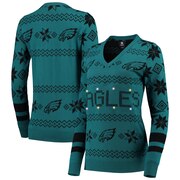 Add Philadelphia Eagles Women's Light-Up V-Neck Ugly Sweater - Midnight Green To Your NFL Collection