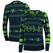 Add Seattle Seahawks Women's Light-Up V-Neck Ugly Sweater - College Navy To Your NFL Collection