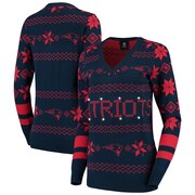 Add New England Patriots Women's Light-Up V-Neck Ugly Sweater - Navy To Your NFL Collection