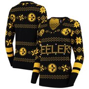 Add Pittsburgh Steelers Women's Light-Up V-Neck Ugly Sweater - Black To Your NFL Collection